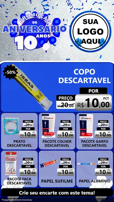 Modelo de Rede Social para Stories com o tema Promoção de Aniversário - 10 Anos para Embalagens