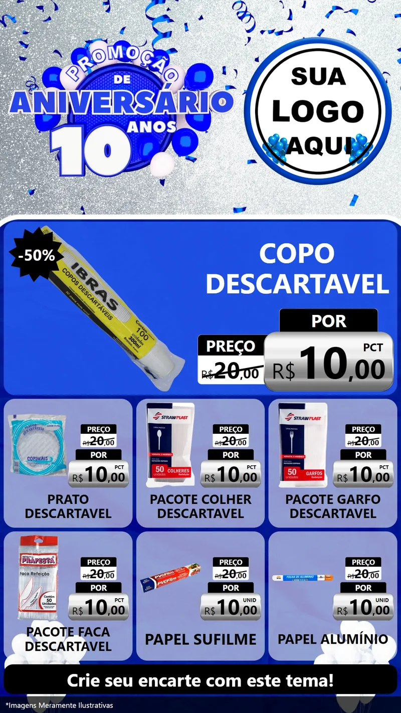 Modelo de Rede Social para Stories com o tema Promoção de Aniversário - 10 Anos para Embalagens