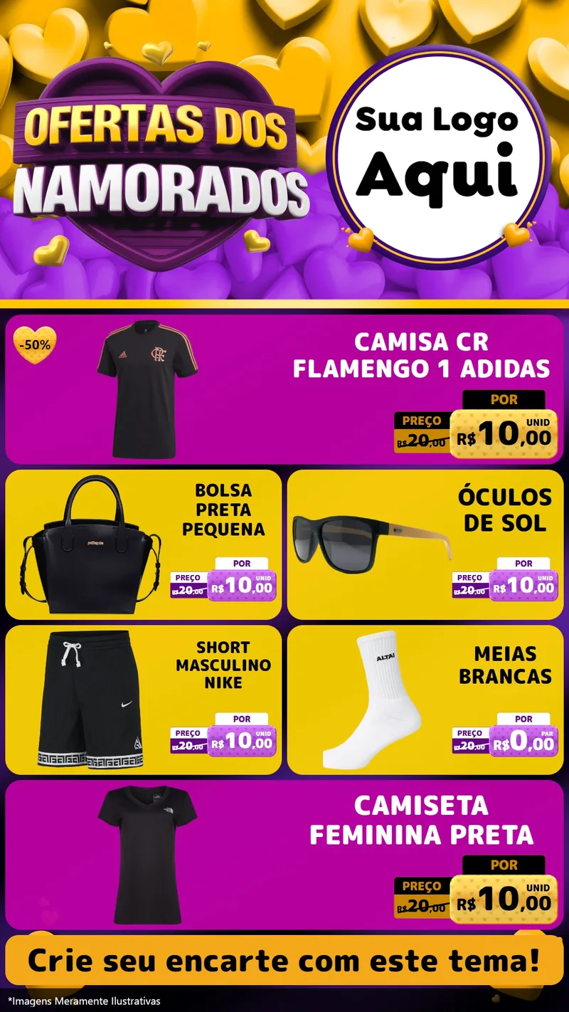 Modelo de TV para TV Vertical com o tema Oferta Dos Namorados para Roupas e acessórios