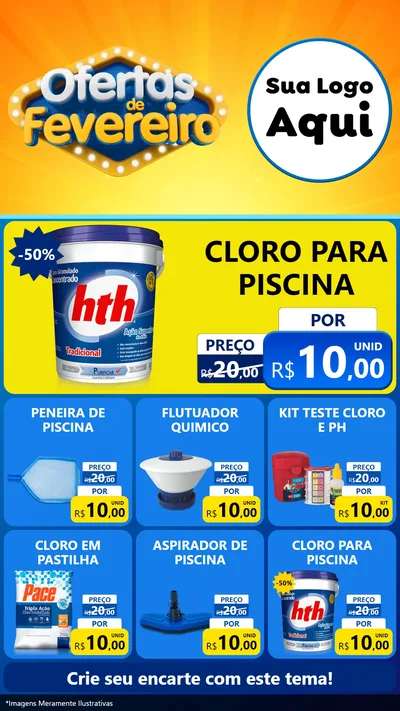 Modelo de Rede Social para Stories com o tema Ofertas de Fevereiro para Produtos para Piscina