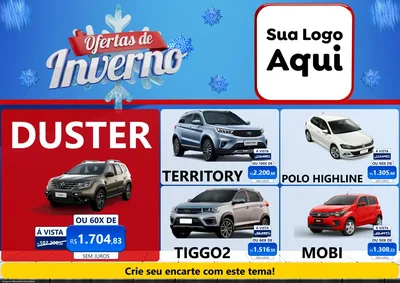 Modelo de Encarte para Encarte A4 Horizontal com o tema Ofertas de Inverno para Concessionaria de Carros