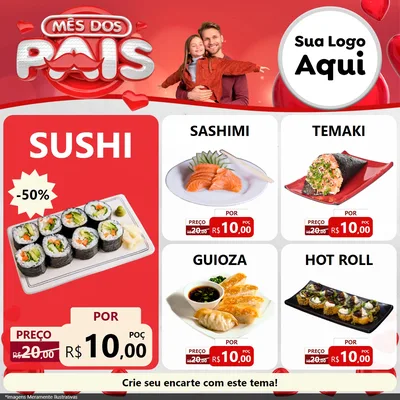 Modelo de Rede Social para Feed Facebook com o tema Mês dos Pais para Comida japonesa