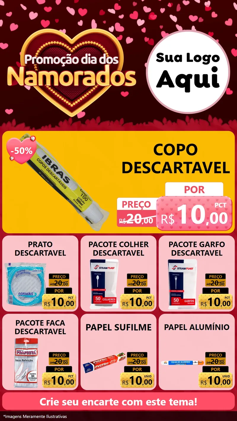 Modelo de Rede Social para Stories com o tema Promoção Dia Dos Namorados para Embalagens