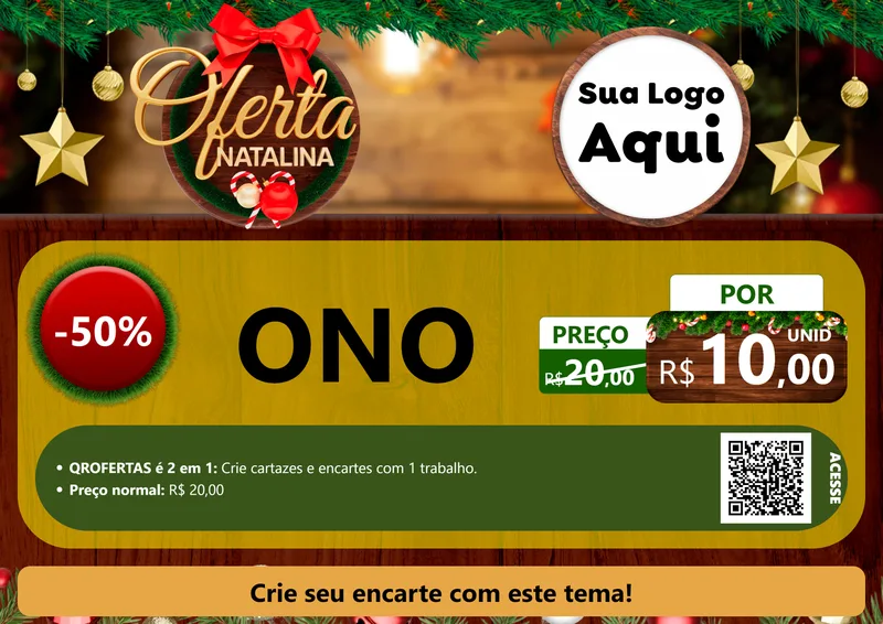 Modelo de Cartaz para Cartaz A4 Horizontal com o tema Ofertas Natalina para Óticas