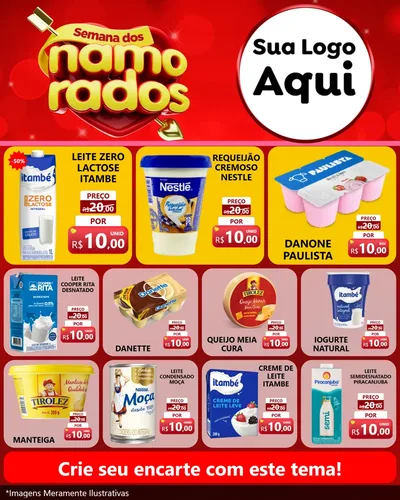 Modelo de Rede Social para Feed Instagram com o tema Semana dos namorados para Frios e Laticínios