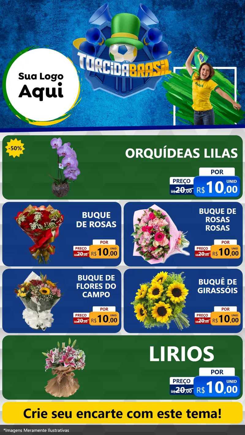 Modelo de TV para TV Vertical com o tema Torcida Brasil - Copa para Floricultura e jardim