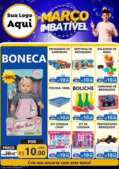 Modelo de Encarte para Encarte A4 Vertical com o tema Março Imbatível para Brinquedos