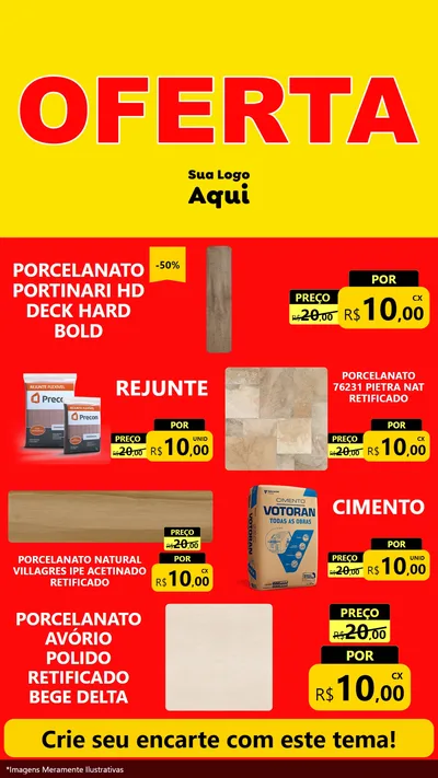 Modelo de TV para TV Vertical com o tema OFERTA - Vermelho Cartaz para Pisos e revestimentos