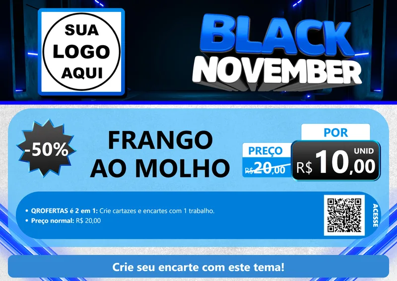 Modelo de Cartaz para Cartaz A4 Horizontal com o tema Black November para Restaurante