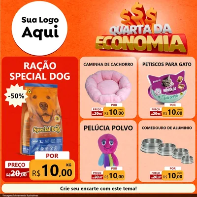 Modelo de Rede Social para Feed Facebook com o tema Quarta da Economia para Pet Shop