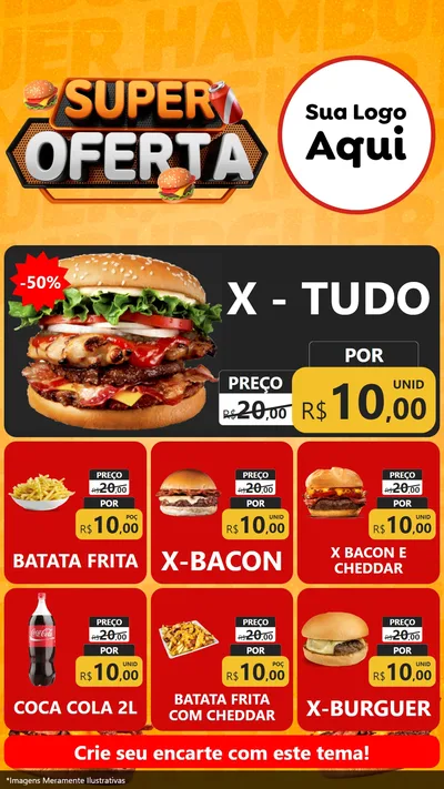 Modelo de Rede Social para Stories com o tema Super Oferta - Lanches para Hamburgueria