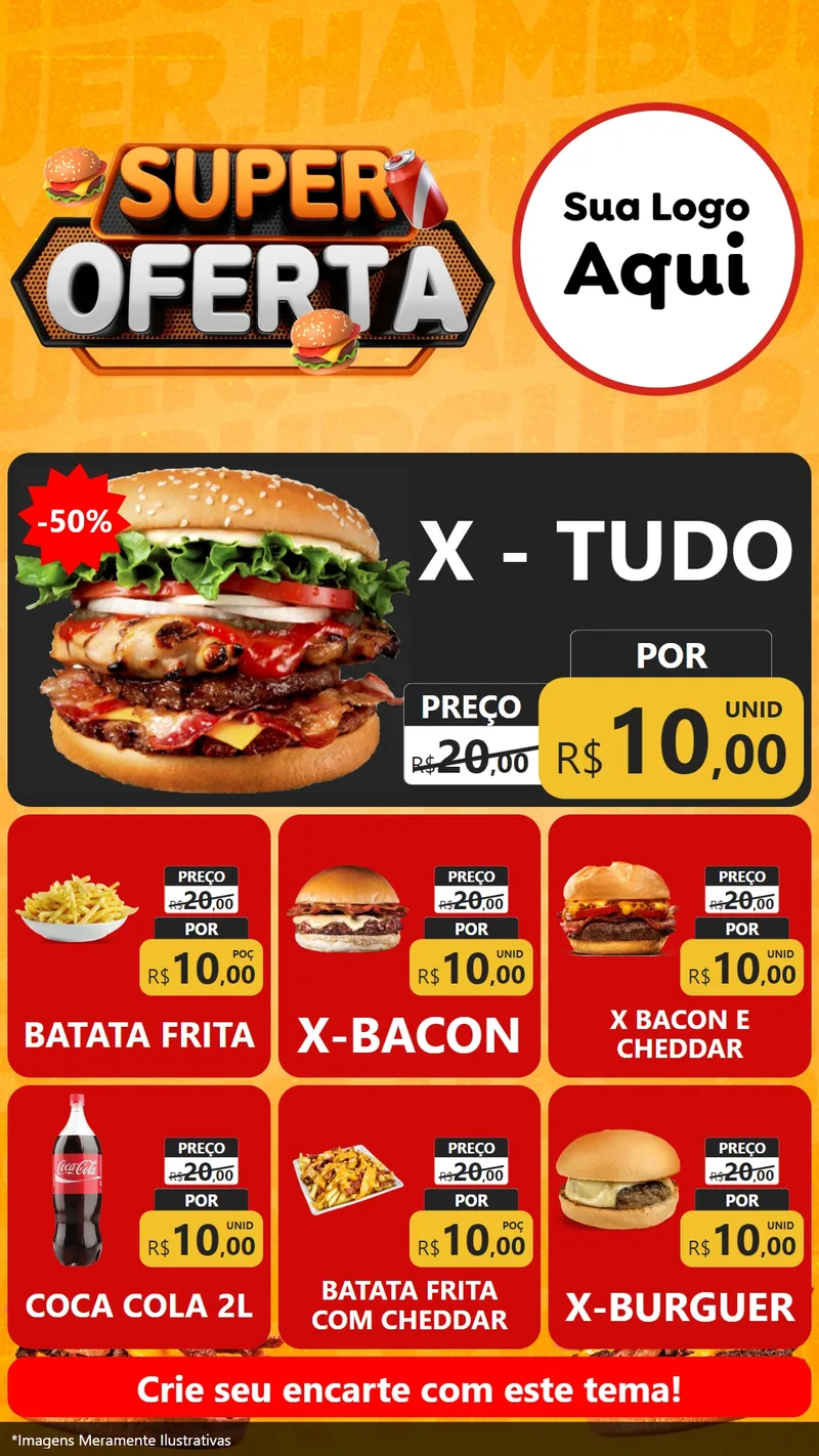 Modelo de Rede Social para Stories com o tema Super Oferta - Lanches para Hamburgueria