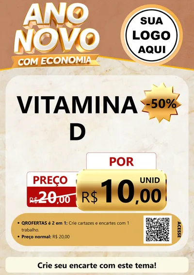 Modelo de Cartaz para Cartaz A4 Vertical com o tema Ano Novo Com Economia para Farmácia