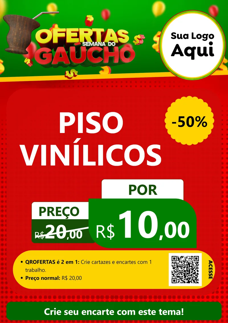 Modelo de Cartaz para Cartaz A4 Vertical com o tema Ofertas Semana Do Gaúcho para Material para Construção