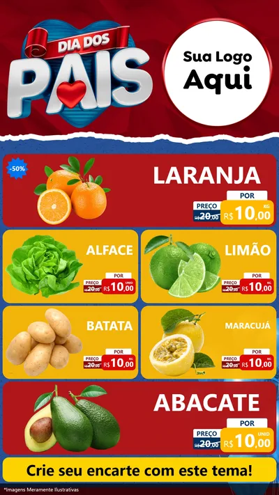 Modelo de TV para TV Vertical com o tema Dia dos Pais para Hortifrúti