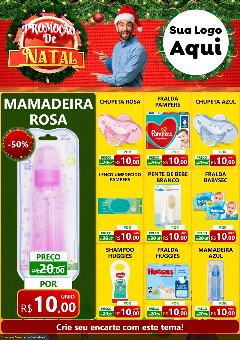 Modelo de Encarte para Encarte A4 Vertical com o tema Promoção de Natal para Bebês