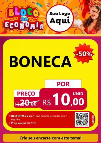 Modelo de Cartaz para Cartaz A4 Vertical com o tema Bloco da Economia para Brinquedos