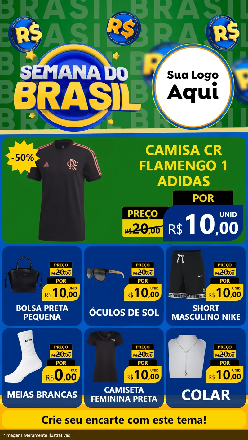 Modelo de Rede Social para Stories com o tema Semana Do Brasil para Roupas e acessórios