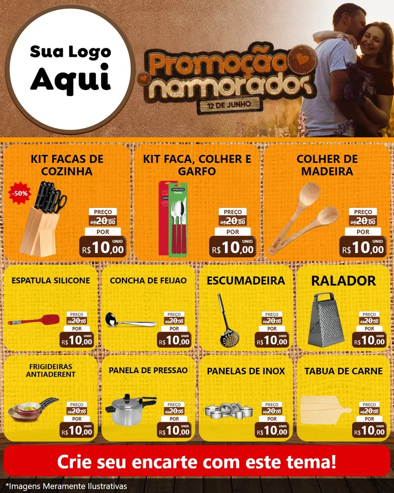 Modelo de Rede Social para Feed Instagram com o tema Promoção Namorados para Utilidades Domésticas