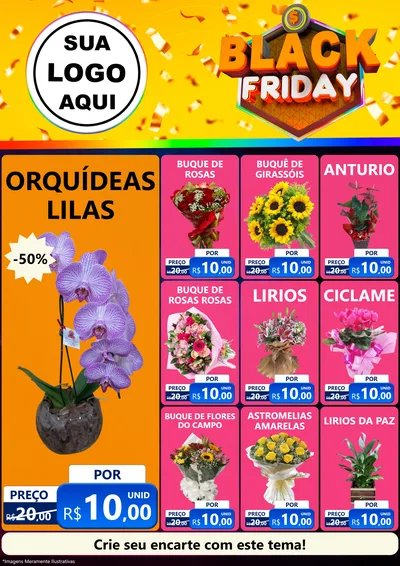 Modelo de Encarte para Encarte A4 Vertical com o tema Black Friday para Floricultura e jardim
