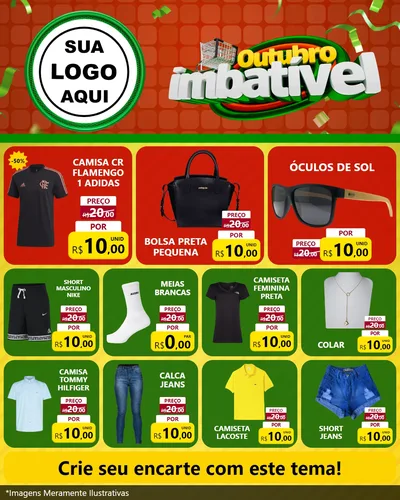 Modelo de Rede Social para Feed Instagram com o tema Outubro Imbatível para Roupas e acessórios