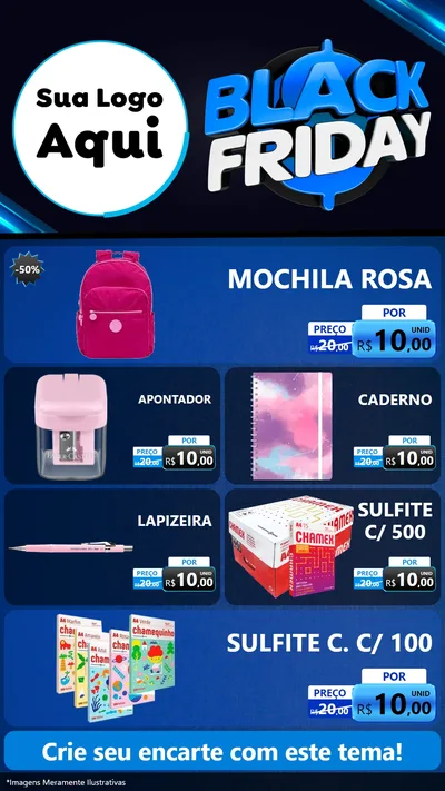 Modelo de TV para TV Vertical com o tema Black Friday para Papelaria