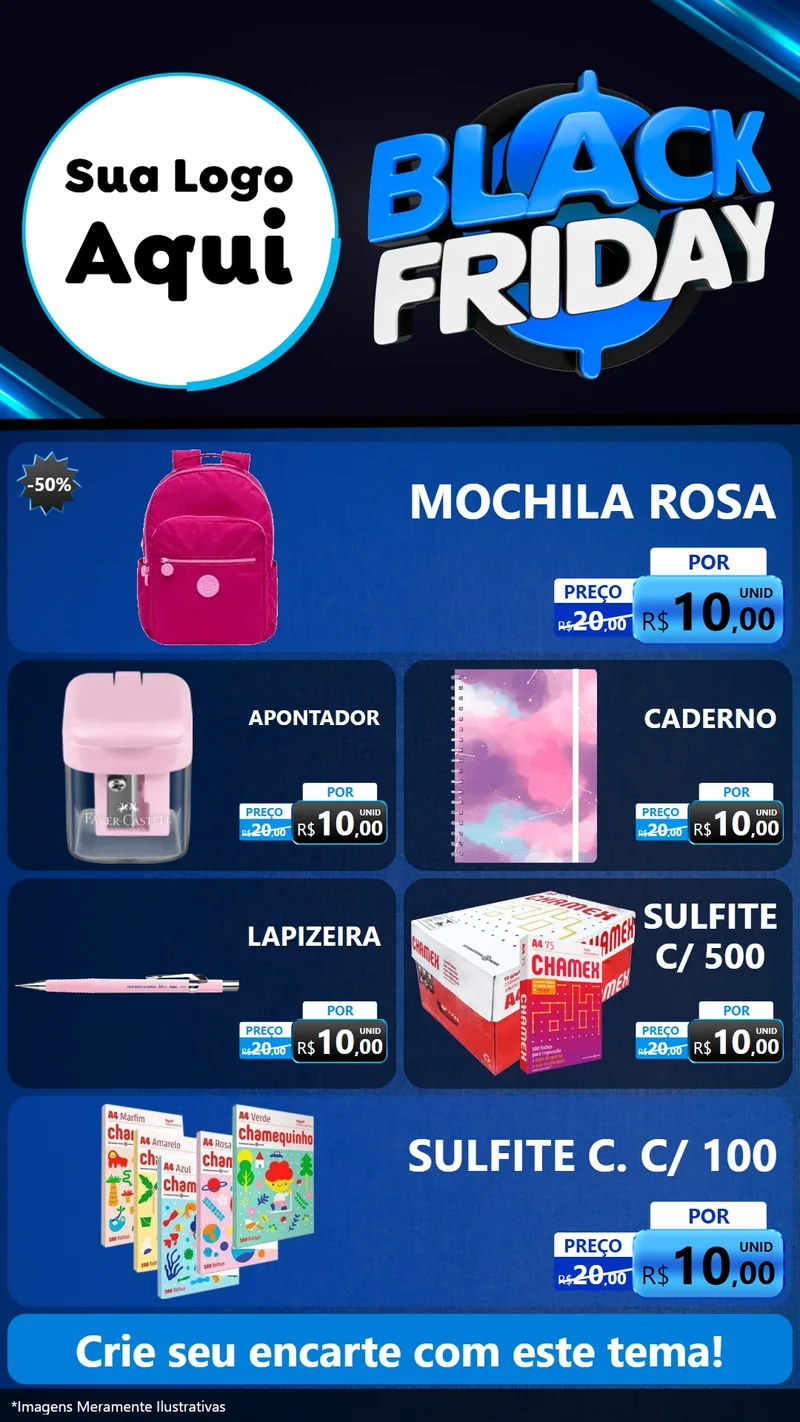 Modelo de TV para TV Vertical com o tema Black Friday para Papelaria