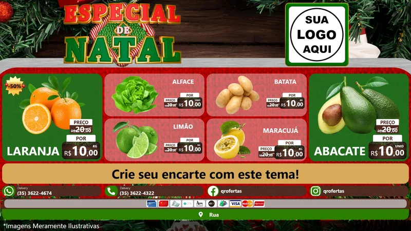 Modelo de TV para TV Horizontal com o tema Especial de Natal para Hortifrúti