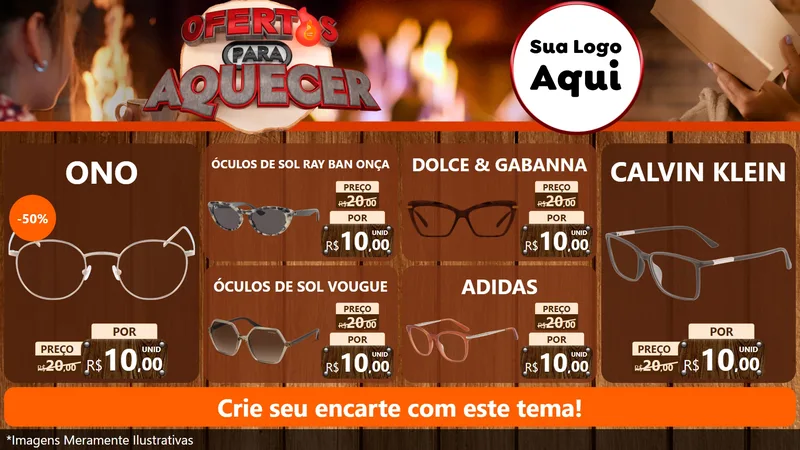 Modelo de TV para TV Horizontal com o tema Ofertas Para Aquecer para Óticas