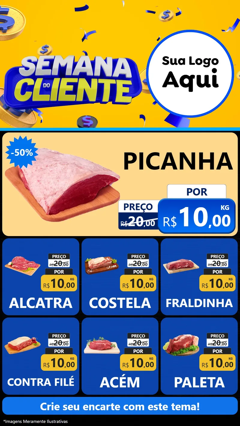 Modelo de Rede Social para Stories com o tema Semana do Cliente para Açougue