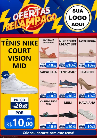 Modelo de Encarte para Encarte A4 Vertical com o tema Ofertas Relâmpago para Calçados