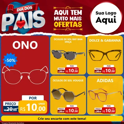 Modelo de Rede Social para Feed Facebook com o tema Dia dos Pais para Óticas