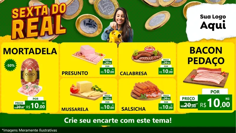 Modelo de TV para TV Horizontal com o tema Sexta do Real para Frios e Laticínios