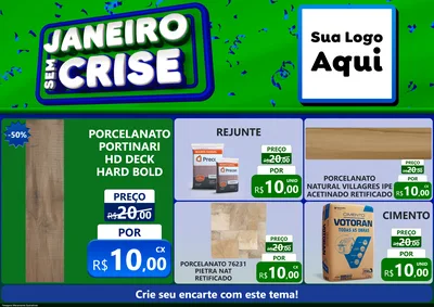 Modelo de Encarte para Encarte A4 Horizontal com o tema Janeiro Sem Crise para Pisos e revestimentos