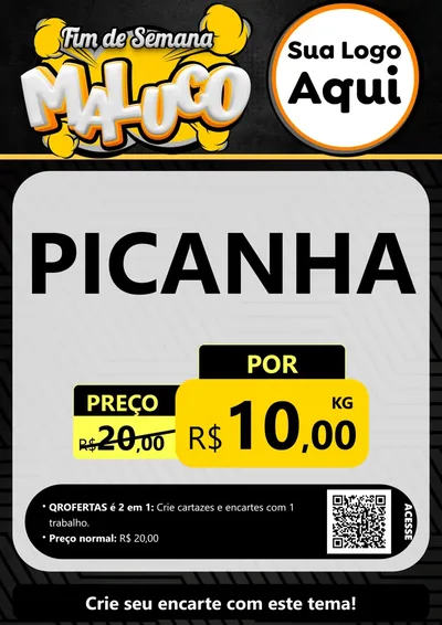 Modelo de Cartaz para Cartaz A4 Vertical com o tema Fim de Semana Maluco para Açougue