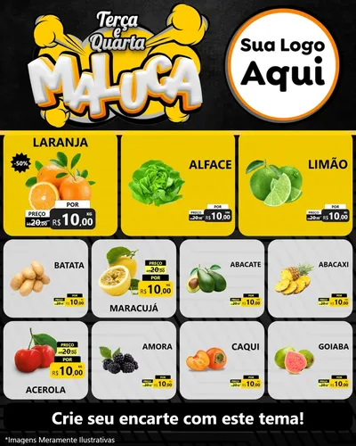 Modelo de Rede Social para Feed Instagram com o tema Terça e Quarta Maluca para Hortifrúti