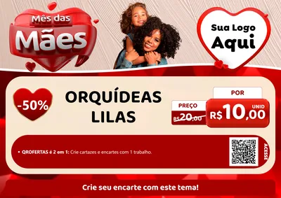 Modelo de Cartaz para Cartaz A4 Horizontal com o tema Mês das Mães para Floricultura e jardim