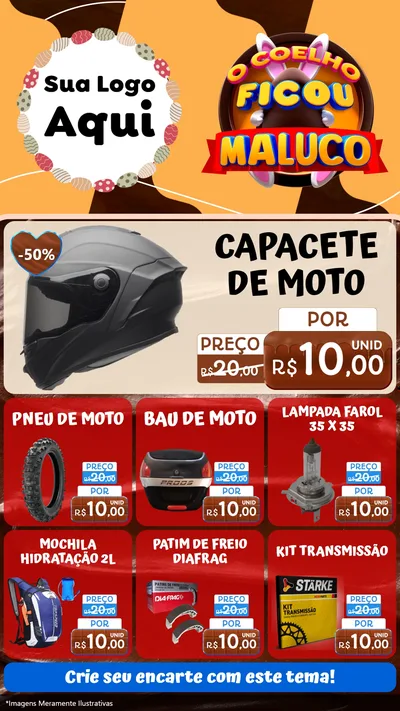 Modelo de Rede Social para Stories com o tema O Coelho Ficou Maluco - Páscoa para Moto peças