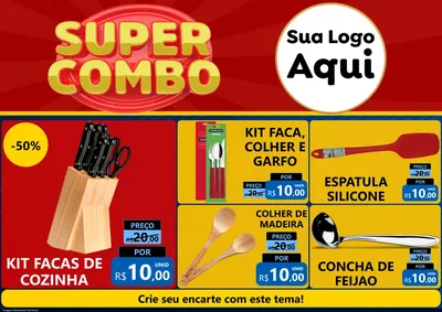 Modelo de Encarte para Encarte A4 Horizontal com o tema Super Combo para Utilidades Domésticas