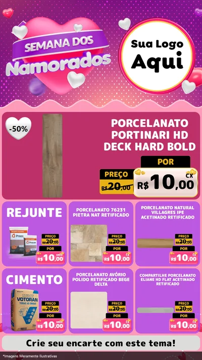 Modelo de Rede Social para Stories com o tema Semana dos Namorados para Pisos e revestimentos