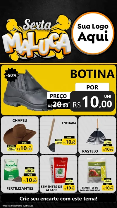 Modelo de Rede Social para Stories com o tema Sexta Maluca para Agropecuária