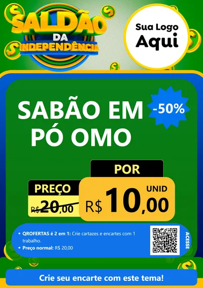 Modelo de Cartaz para Cartaz A4 Vertical com o tema Saldão da Indepêndencia para Produtos de Limpeza