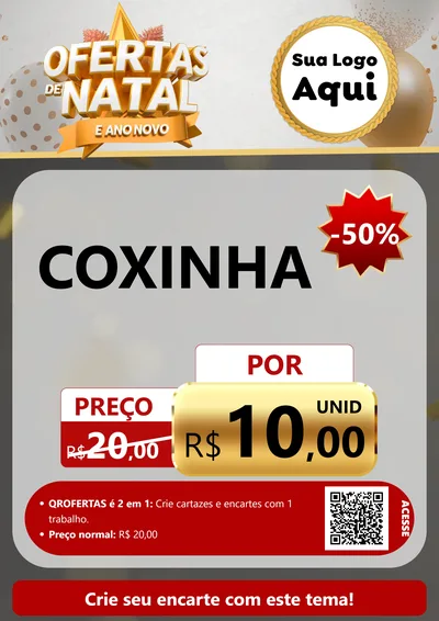 Modelo de Cartaz para Cartaz A4 Vertical com o tema Ofertas De Natal E Ano Novo para Salgadaria