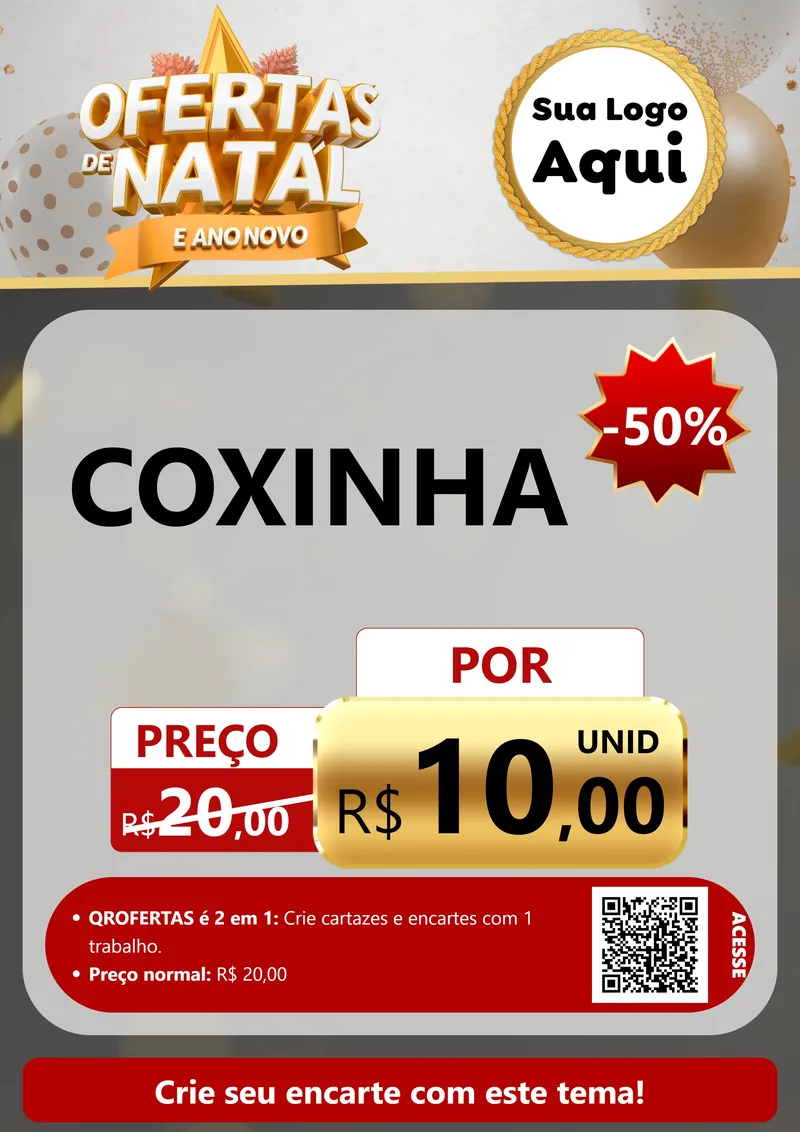 Modelo de Cartaz para Cartaz A4 Vertical com o tema Ofertas De Natal E Ano Novo para Salgadaria
