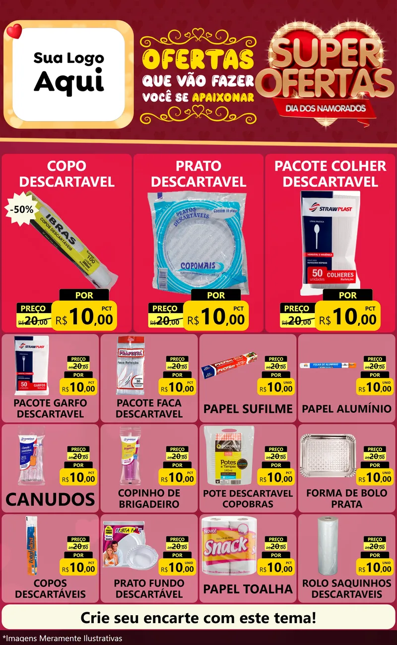 Modelo de Encarte para Encarte Grande com o tema Dia dos Namorados para Embalagens