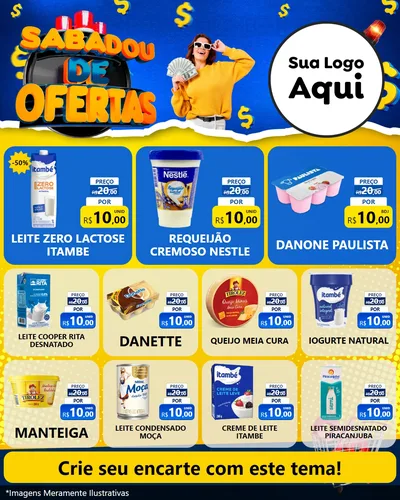 Modelo de Rede Social para Feed Instagram com o tema Sabadou de Ofertas para Frios e Laticínios