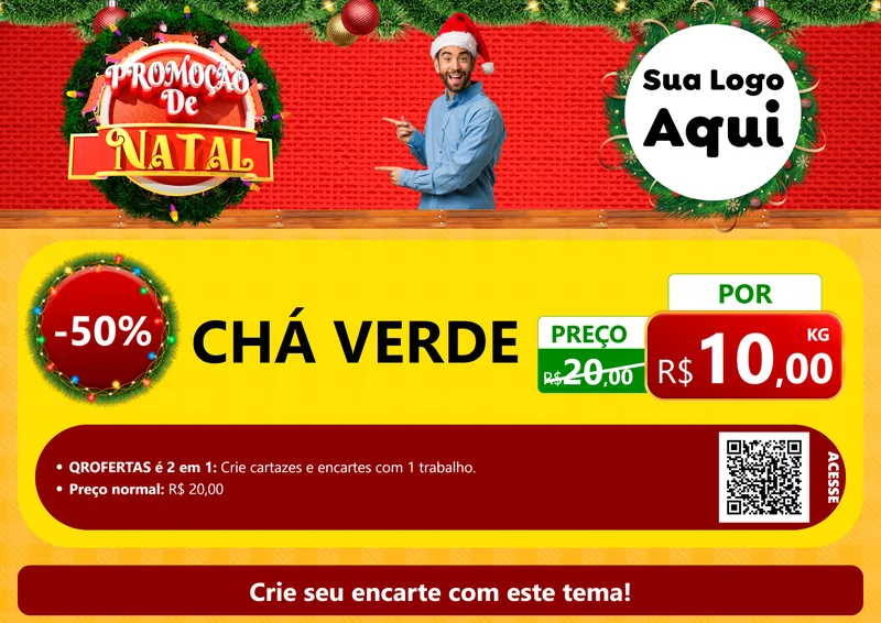 Modelo de Cartaz para Cartaz A4 Horizontal com o tema Promoção de Natal para Produtos Naturais