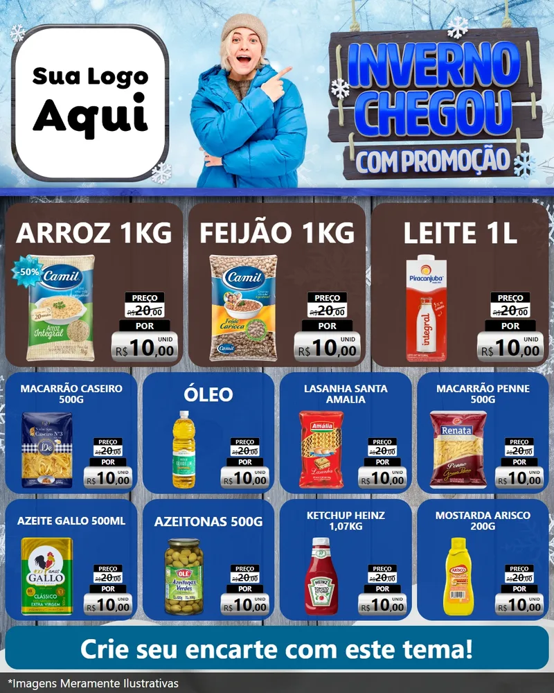 Modelo de Rede Social para Feed Instagram com o tema Inverno Chegou Com Promoção para Supermercado