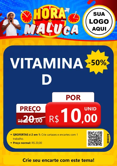 Modelo de Cartaz para Cartaz A4 Vertical com o tema Hora Maluca para Farmácia