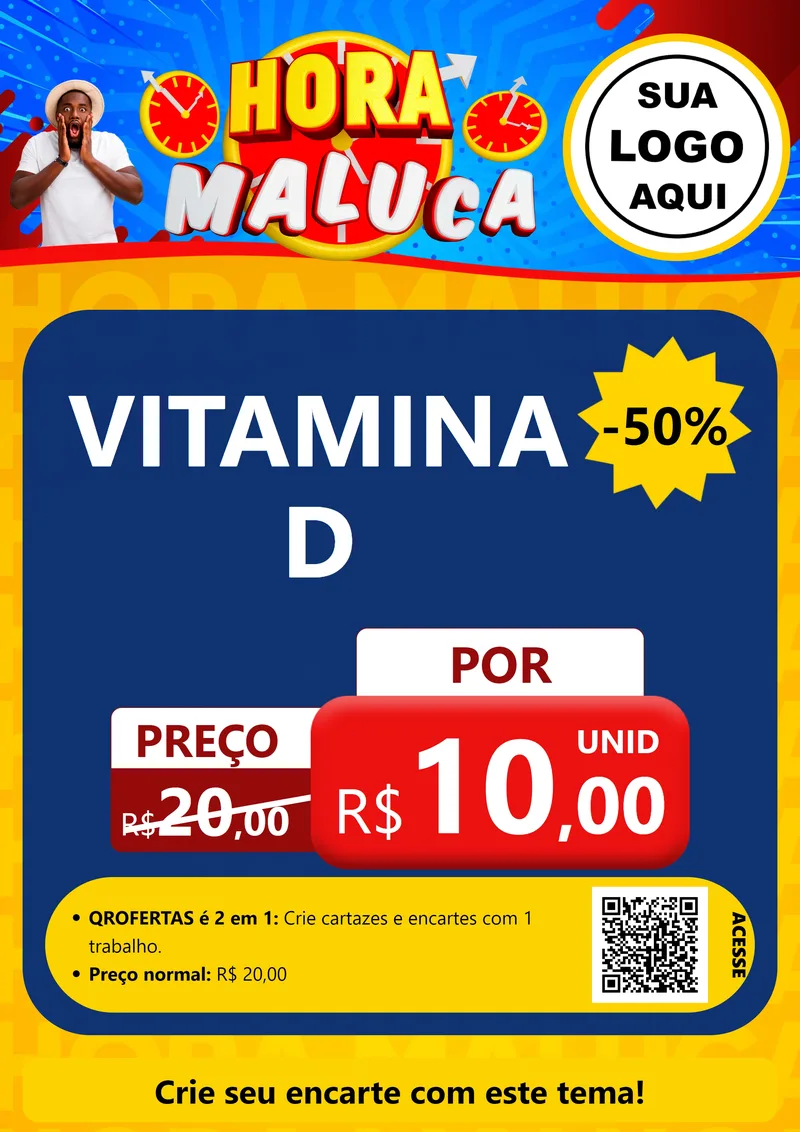Modelo de Cartaz para Cartaz A4 Vertical com o tema Hora Maluca para Farmácia